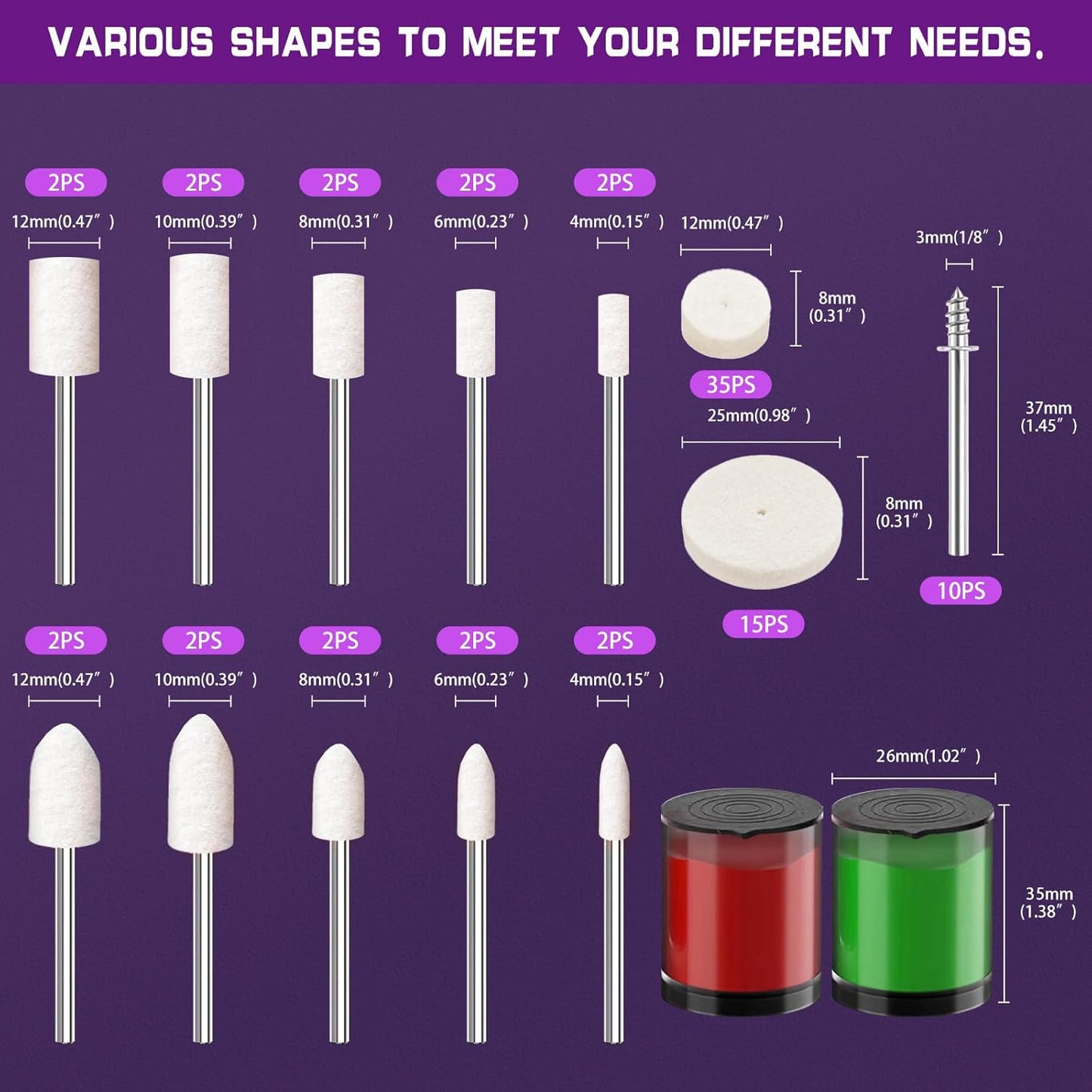 80Pcs Buffing Wheels Kit With 2Pcs Compound Compatible With Dremel Rotary Tool, Different Shapes of Polishing Wheel for Drill With 3mm(1/8'') Shank for Metal Jade Glass