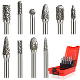 10Pcs 1/4" Shank Tungsten Carbide Burr Bits Compatible with Dremel