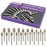 20Pcs Diamond Stone Carving Burr Bits – 1/8" (3mm) Shank