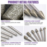 20Pcs Diamond Stone Carving Burr Bits – 1/8" (3mm) Shank