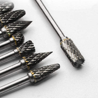 10Pcs Tungsten Carbide Burr Set with 1/8"(3mm) Shank for Metal Working, Double Cut Die Grinder Cutting Burrs Bit for Rotary Tool