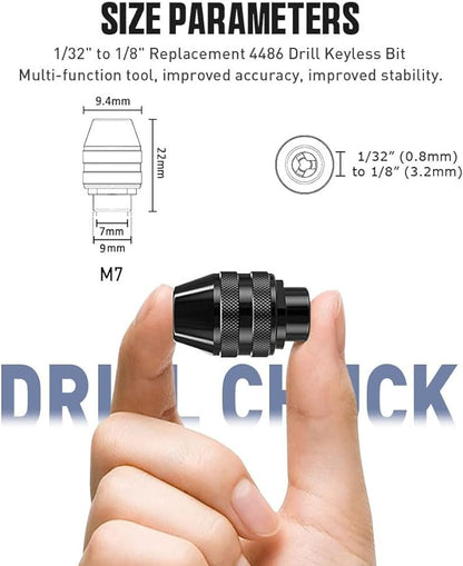 4486 Multi Chuck Set 15Pcs,Brass Collet Set,Collet Nut Kit,0.8-3.2mm Replacement Keyless Quick Change Chuck Rotary Tool Accessory Compatible with Dremel 3000(M7x0.75mm Long)