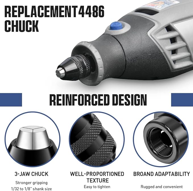 4486 Multi Chuck Set 15Pcs,Brass Collet Set,Collet Nut Kit,0.8-3.2mm Replacement Keyless Quick Change Chuck Rotary Tool Accessory Compatible with Dremel 3000(M7x0.75mm Long)