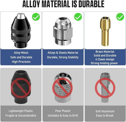 4486 Multi Chuck Set 15Pcs,Brass Collet Set,Collet Nut Kit,0.8-3.2mm Replacement Keyless Quick Change Chuck Rotary Tool Accessory Compatible with Dremel 3000(M7x0.75mm Long)