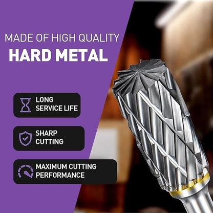 Carving Bits Compatible with Dremel, 10Pcs Carbide Burr Set Grinding Bits with 1/8" Shank, Die Grinder Bits Wood Stone Carving Cutting Engraving Grinder Accessories Kit Attachment