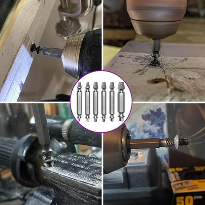 9PCS Damaged Screw Extractor Set, Upgrade Material HSS 6542, with Drill Bit Kit, Holiday or Birthday Gift for Men, Stripped Screws Nuts & Bolts Tools, for Damaged Broken Stripped Screws