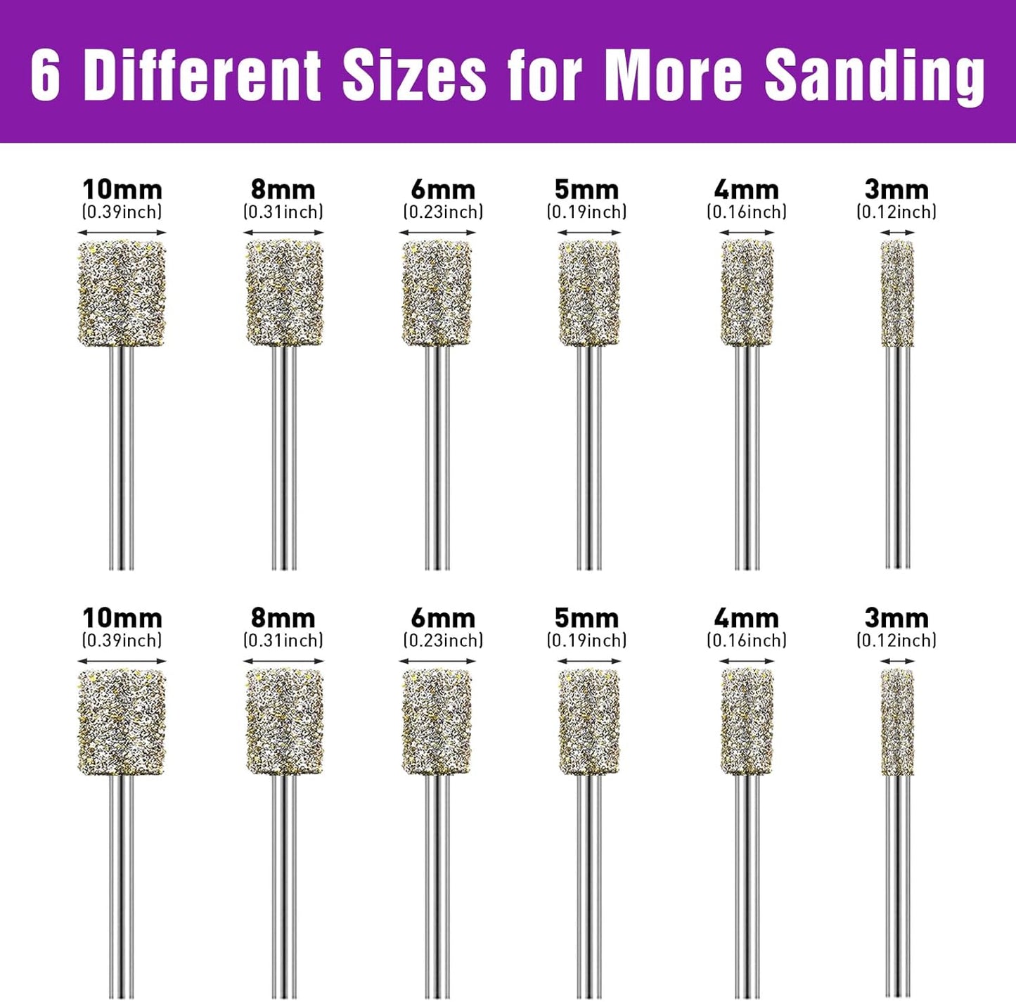 12PCS Diamond Grinding Bit Compatible with Dremel, Stone Carving Set with 50Grit Diamond Coated Bits Polishing Kit with 1/8" (3mm) Shank Rotary Tools Accessories for Stone Rocks Jewelry Glass Ceramics