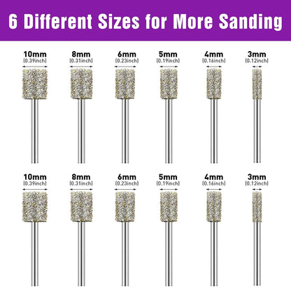 12PCS Diamond Grinding Bit Compatible with Dremel, Stone Carving Set with 50Grit Diamond Coated Bits Polishing Kit with 1/8" (3mm) Shank Rotary Tools Accessories for Stone Rocks Jewelry Glass Ceramics