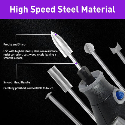 Wood Carving Drill Bit Set Compatible with Dremel Rotary Tools, Different Shapes of Engraving Bits with 1/8Inch Shank Meeting Woodworking Carving, Drilling Hole, Grinding,Drawing Lines Needs