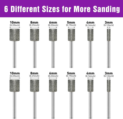 12PCS Diamond Grinding Bit Compatible with Dremel Rotary Tools, Stone Carving Set Polishing Kit with 116Grit Diamond Coated Bits 1/8" (3mm) Shank Accessories for Stone Rocks Jewelry Glass Ceramics