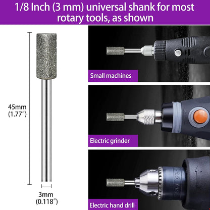12PCS Diamond Grinding Bit Compatible with Dremel Rotary Tools, Stone Carving Set Polishing Kit with 116Grit Diamond Coated Bits 1/8" (3mm) Shank Accessories for Stone Rocks Jewelry Glass Ceramics