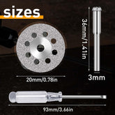 FOTYBEI 20pcs 545 Diamond Coated Cutting Wheel (20mm) for Dremel Rotary Tool with 402 Mandrel (3mm) 4pcs and Screwdriver for Rotary Tool Accessories Stone Glass Cutting (20pcs-20mm)