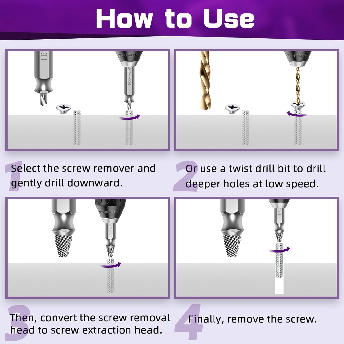 9PCS Damaged Screw Extractor Set, Upgrade Material HSS 6542, with Drill Bit Kit, Holiday or Birthday Gift for Men, Stripped Screws Nuts & Bolts Tools, for Damaged Broken Stripped Screws