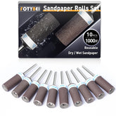 1500 2000 2500 3000 Grit Reusable Sanding Rolls & Sticks Kit for Dremel Rotary Tool with 1/8" Shank, 16Pcs Sanding Drums Accessories Dry/Wet Abrasive Cylinders for Wood/Metal/Jade Polishing