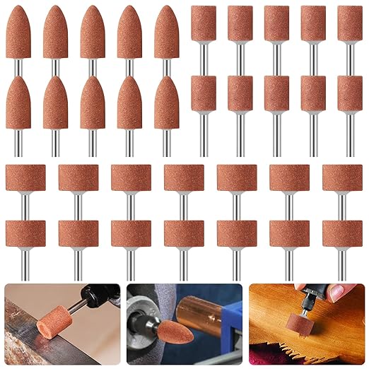 Grinding Tip Set, 42-Piece Drill Grinding Attachment, Polishing Head Sanding Set 1/8 Inch Shank for Dremel Rotary Tool, Grinding Pen Set for Grinding Stone Jade Shape Metal