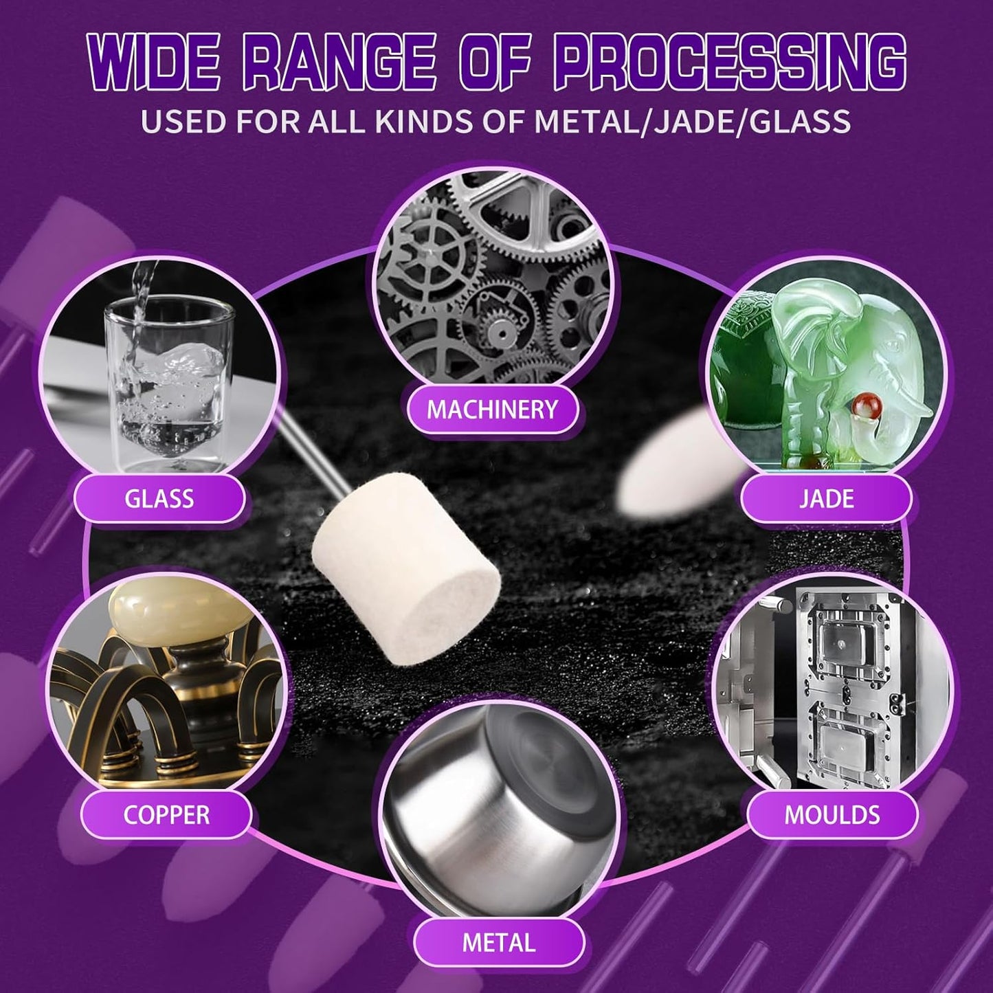 80Pcs Buffing Wheels Kit With 2Pcs Compound Compatible With Dremel Rotary Tool, Different Shapes of Polishing Wheel for Drill With 3mm(1/8'') Shank for Metal Jade Glass