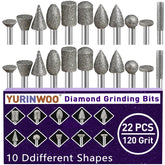 Diamond Grinding Bits Set – 46/120 Grit, 1/8" (3mm) Shank, 5 Options