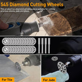 FOTYBEI 20pcs 545 Diamond Coated Cutting Wheel (20mm) for Dremel Rotary Tool with 402 Mandrel (3mm) 4pcs and Screwdriver for Rotary Tool Accessories Stone Glass Cutting (20pcs-20mm)