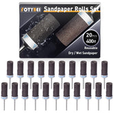 1500 2000 2500 3000 Grit Reusable Sanding Rolls & Sticks Kit for Dremel Rotary Tool with 1/8" Shank, 16Pcs Sanding Drums Accessories Dry/Wet Abrasive Cylinders for Wood/Metal/Jade Polishing