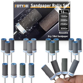 1500 2000 2500 3000 Grit Reusable Sanding Rolls & Sticks Kit for Dremel Rotary Tool with 1/8" Shank, 16Pcs Sanding Drums Accessories Dry/Wet Abrasive Cylinders for Wood/Metal/Jade Polishing