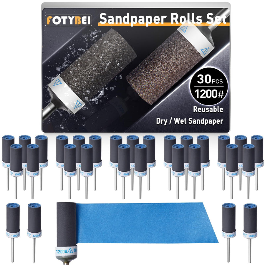 1500 2000 2500 3000 Grit Reusable Sanding Rolls & Sticks Kit for Dremel Rotary Tool with 1/8" Shank, 16Pcs Sanding Drums Accessories Dry/Wet Abrasive Cylinders for Wood/Metal/Jade Polishing
