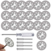 FOTYBEI 20pcs 545 Diamond Coated Cutting Wheel (20mm) for Dremel Rotary Tool with 402 Mandrel (3mm) 4pcs and Screwdriver for Rotary Tool Accessories Stone Glass Cutting (20pcs-20mm)