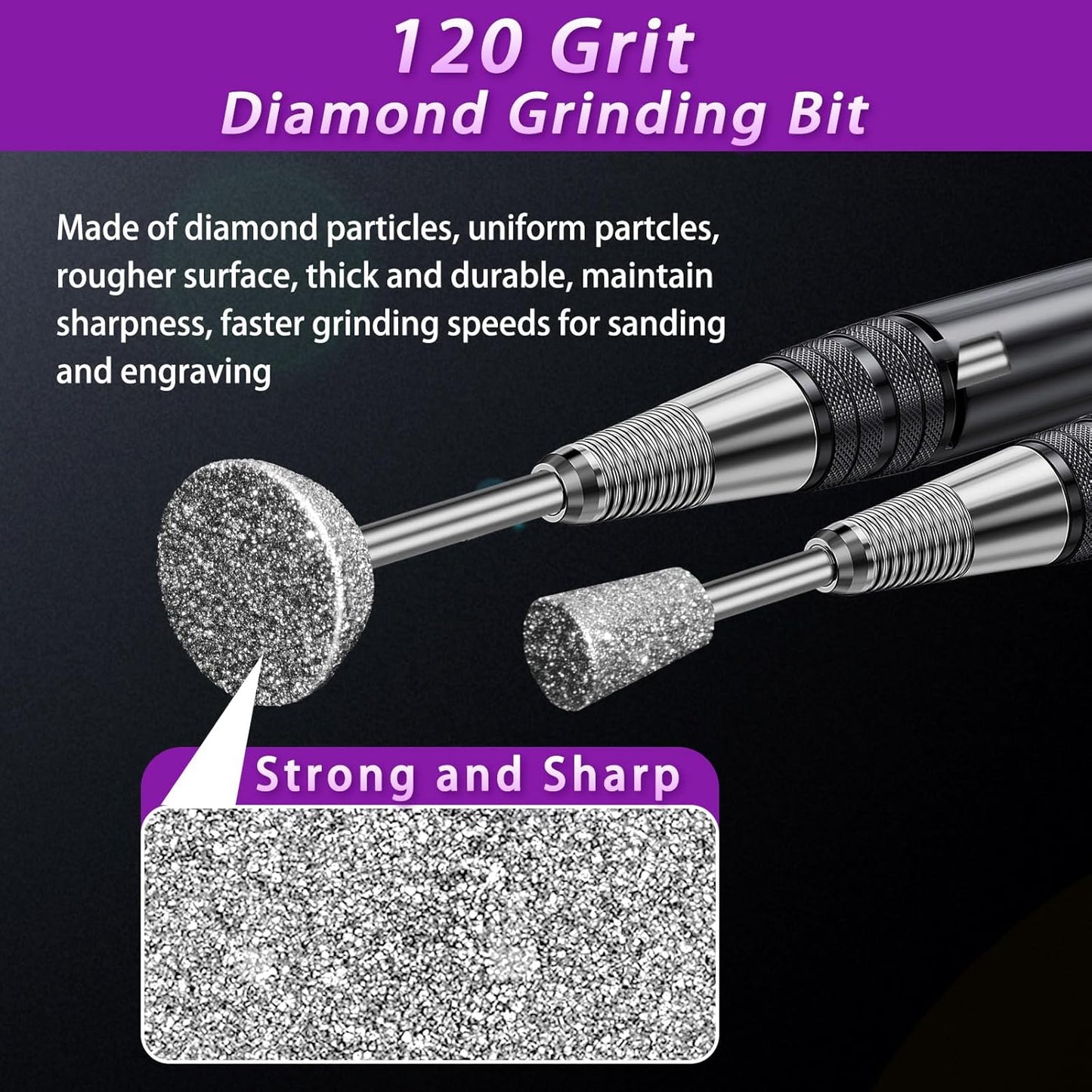 52Pcs Diamond Grinding Bit Polishing Kit Compatible with Dremel, Stone Carving Set Diamond Bits 1/8" (3mm) Shank Accessories for Stone Glass Ceramics Carving, Polishing, Grinding