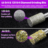 Diamond Grinding Bits Set – 46/120 Grit, 1/8" (3mm) Shank, 5 Options