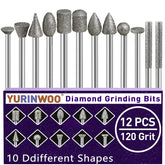 Diamond Grinding Bits Set – 46/120 Grit, 1/8" (3mm) Shank, 5 Options