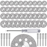 FOTYBEI 20pcs 545 Diamond Coated Cutting Wheel (20mm) for Dremel Rotary Tool with 402 Mandrel (3mm) 4pcs and Screwdriver for Rotary Tool Accessories Stone Glass Cutting (20pcs-20mm)