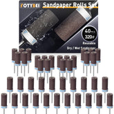 1500 2000 2500 3000 Grit Reusable Sanding Rolls & Sticks Kit for Dremel Rotary Tool with 1/8" Shank, 16Pcs Sanding Drums Accessories Dry/Wet Abrasive Cylinders for Wood/Metal/Jade Polishing