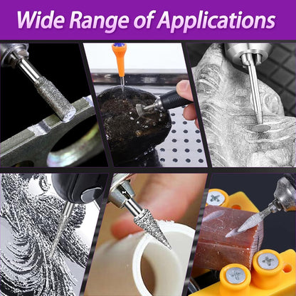 52Pcs Diamond Grinding Bit Polishing Kit Compatible with Dremel, Stone Carving Set Diamond Bits 1/8" (3mm) Shank Accessories for Stone Glass Ceramics Carving, Polishing, Grinding