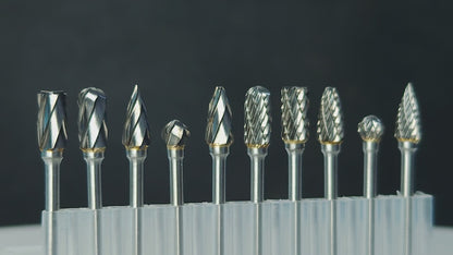 Carving Bits Compatible with Dremel, 10Pcs Carbide Burr Set Grinding Bits with 1/8" Shank, Die Grinder Bits Wood Stone Carving Cutting Engraving Grinder Accessories Kit Attachment